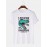 Mens Cartoon Dinosaur Letter Print O-Neck 100% Cotton Short Sleeve T-Shirts