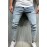 Men's Blue Washed Distressed Slim-fit Jeans