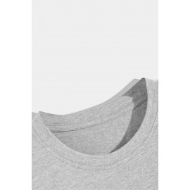 Gray Men's Crew Neck T-shirt with Leopard Letters Print