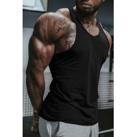 Black Solid Racerback Sleeveless Men's Fitness Vest