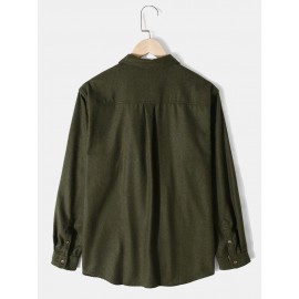 Mens Flannel Solid Button Up Pocket Basics Long Sleeve Shirts