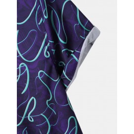 Men Funny Print Magic Line Short Sleeve Casual Shirts